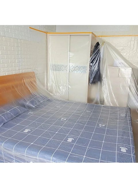 غطاء حماية الأثاث من الغبار والدهان – نايلون شفاف متعدد الاستخدامات مقاس 1.80 متر × 10 متر